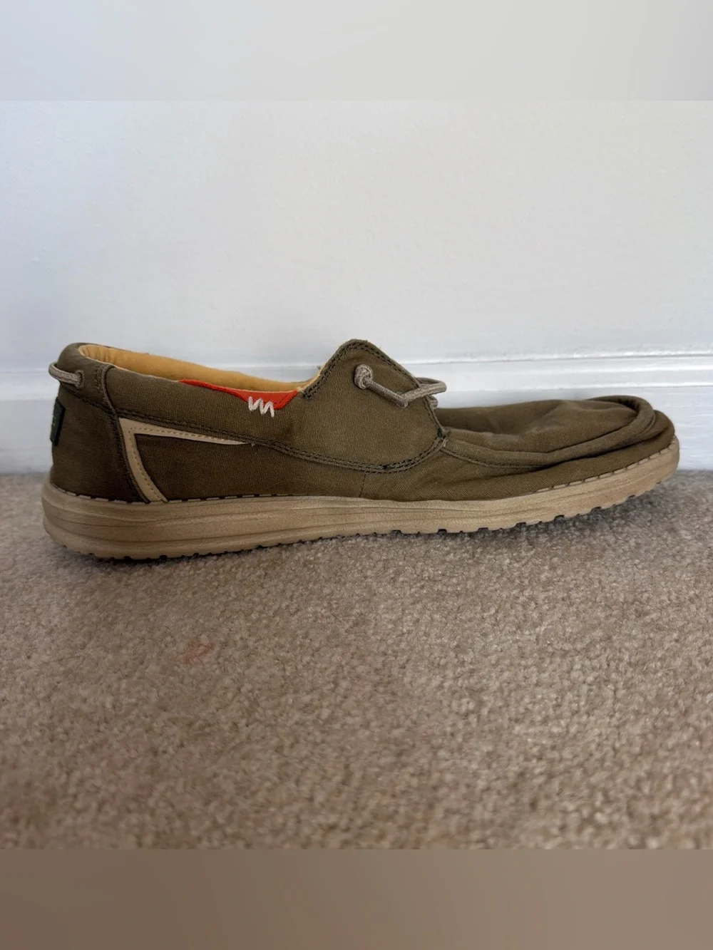 Hey Dude Welsh Washed Sage Green Slip On Canvas Boat Casual Shoes Men’s Size 12